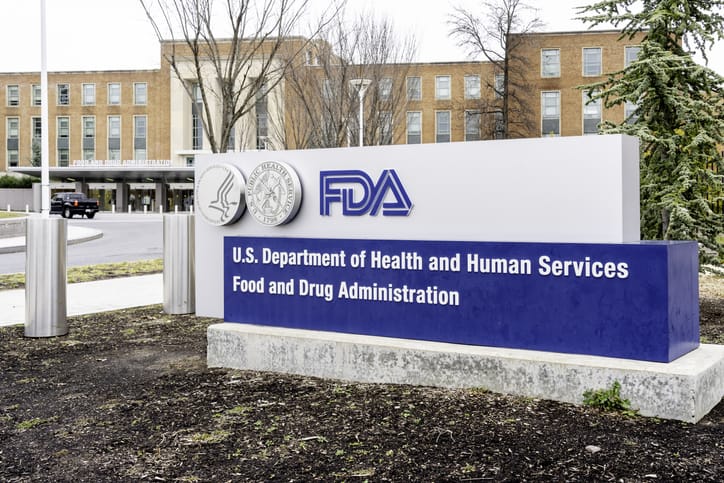Photo shows an FDA sign at its headquarters in Washington DC/Getty Images